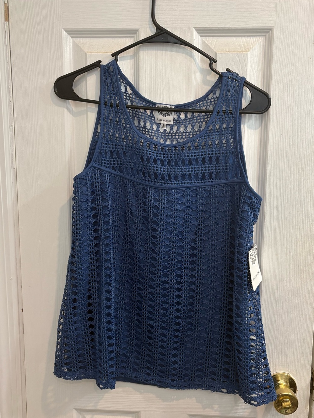NWT Late August Blue net tank top Large